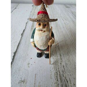 Vintage silvestri farmer Santa walking ornament Xmas tree dance